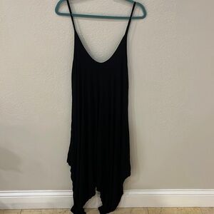 Asymmetrical Long Black Tank Top Tunic